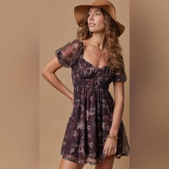 Francescas Bridget Cinched Waist Floral Dress in XS - Picture 1 of 6